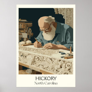 Poster Hickory North Carolina Vintage Artesanato Art Stud