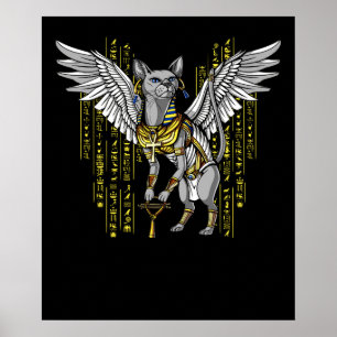 Poster Hieroglyphs de Ankh da deusa do gato egípcio de