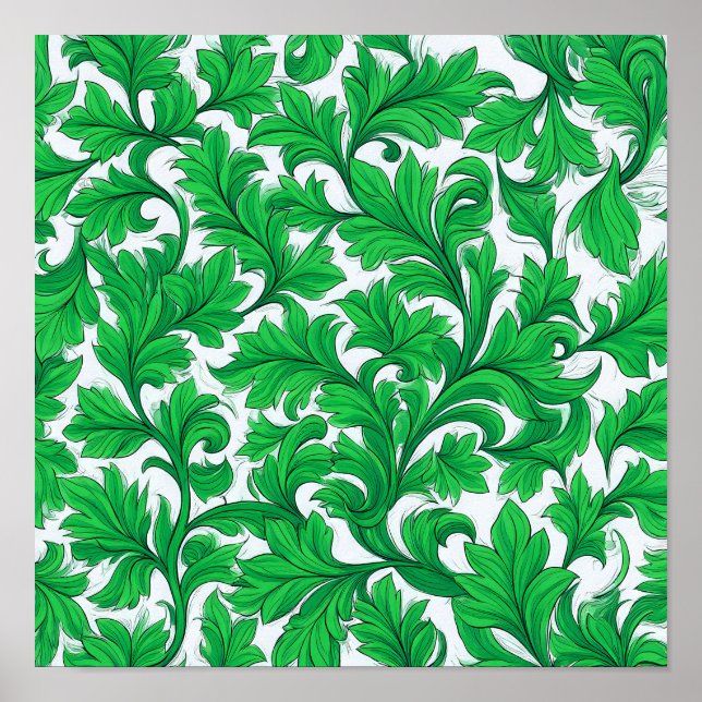 Poster High Contrast Flat Color Pattern: Abstract Ivy (Frente)