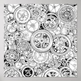 Poster High-Precision Repeating Steampunk Gears Template