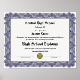 Poster High School Keepsake Graduation Diploma 