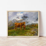 Poster Highland Cattle | Rosa Bonheur<br><div class="desc">Highland Cattle (1876) | Rosa Bonheur’s Highland Cattle is a serene and evocative painting depicting a mother cow and her young calf standing on a mossy green mountaintop surrounded by clouds. The composition captures the rugged beauty of the highlands, with the cattle’s textured coats and gentle expressions adding warmth and...</div>