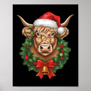 Poster Highland Cow Christmas Xmas Papais noeis Wooly Faz