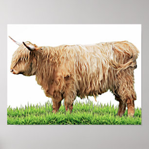 Poster Highland Cow Farm Animais Western Art
