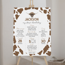 Poster Highland Cow First Birday - Sinal de Marco