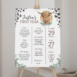 Poster Highland Cow First Birday - Sinal de Marco