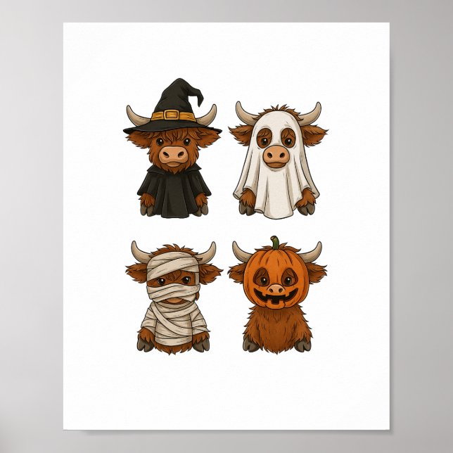 Poster Highland Cow Halloween Engraçado Queda Sapatinho (Frente)