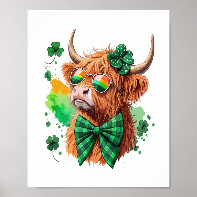 Poster Highland Cow Rua Patrick's , Lucky Cow (Frente)