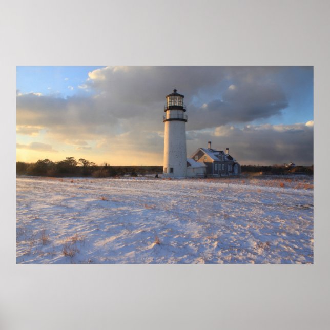 Póster Highland Lighthouse Cape Cod no inverno (Frente)