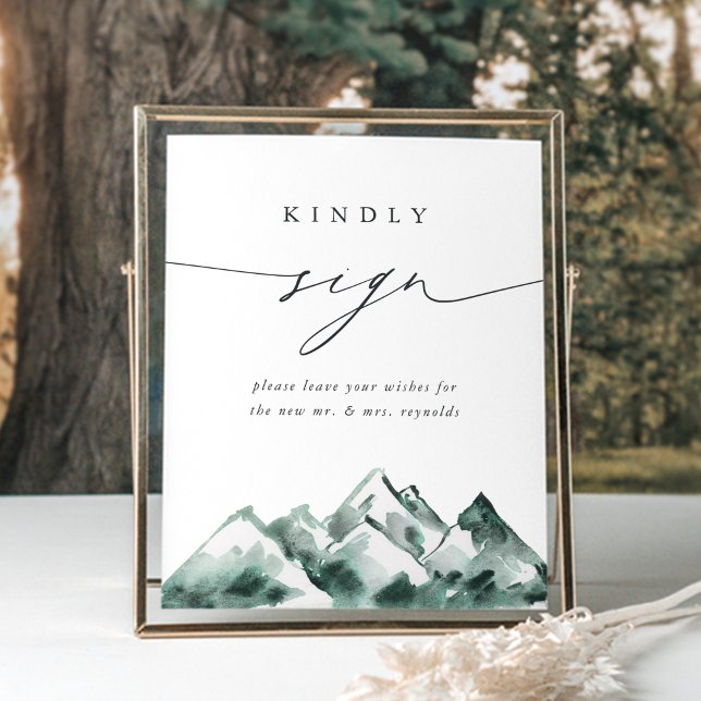 Poster Highland | Mountain Wedding Guestbook Sign (Criador carregado)