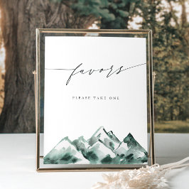 Poster Highland | Watercolor Mountain Favors Sign