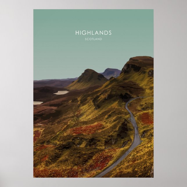 Poster Highlands, Scotland Viagem Illustration (Frente)
