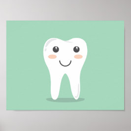 Poster Higiene dentária - dente feliz