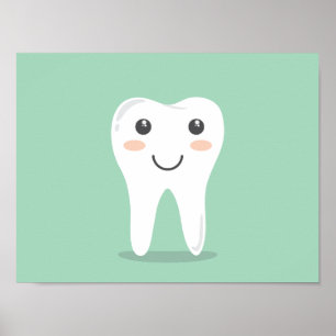 Poster Higiene dentária - dente feliz