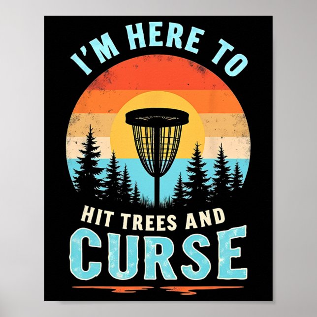 Poster Hilarious Disc Golf - Retro Tree Hitting Humor  (Frente)