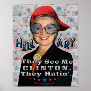 Poster Hillary Clinton 2016 Engraçado Presidente Eleição