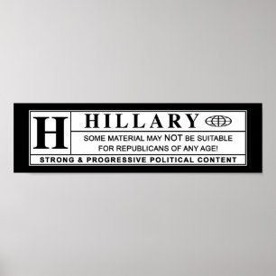 Poster Hillary Clinton - etiqueta de aviso