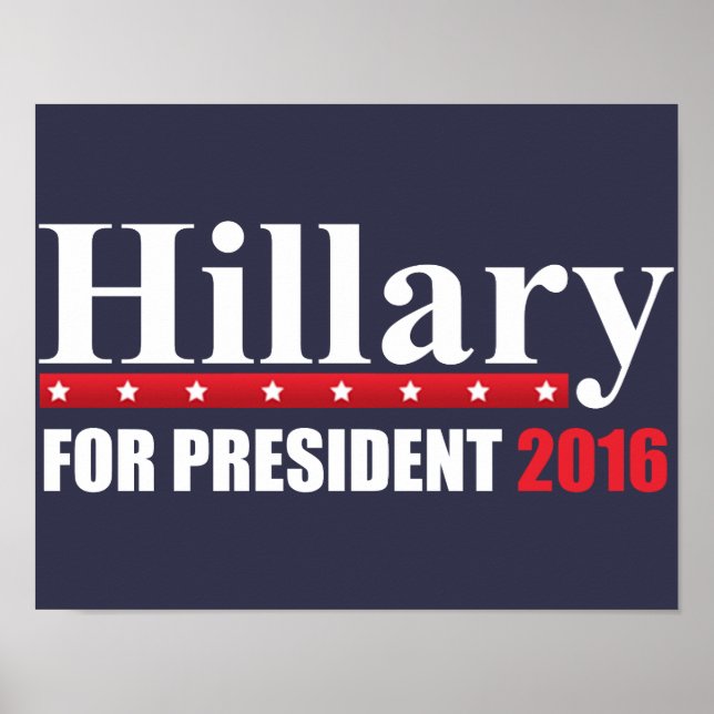 Poster Hillary Clinton Para Presidente (Frente)