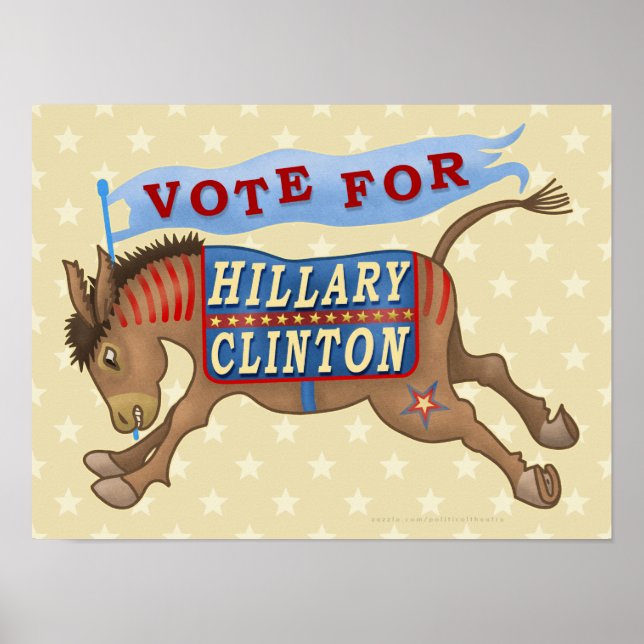 Poster Hillary Clinton Presidente 2016 Democrata Donkey (Frente)