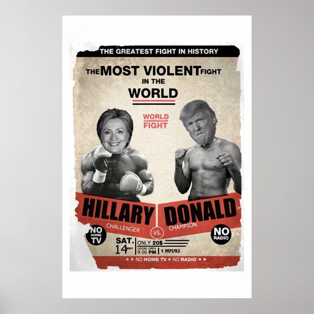 Póster Hillary Clinton vs. Donald Trump 2016 (Frente)