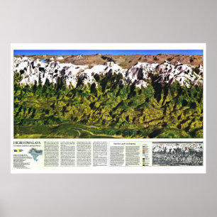 Poster "Himalaya: Mapa alto do panorama 1988…