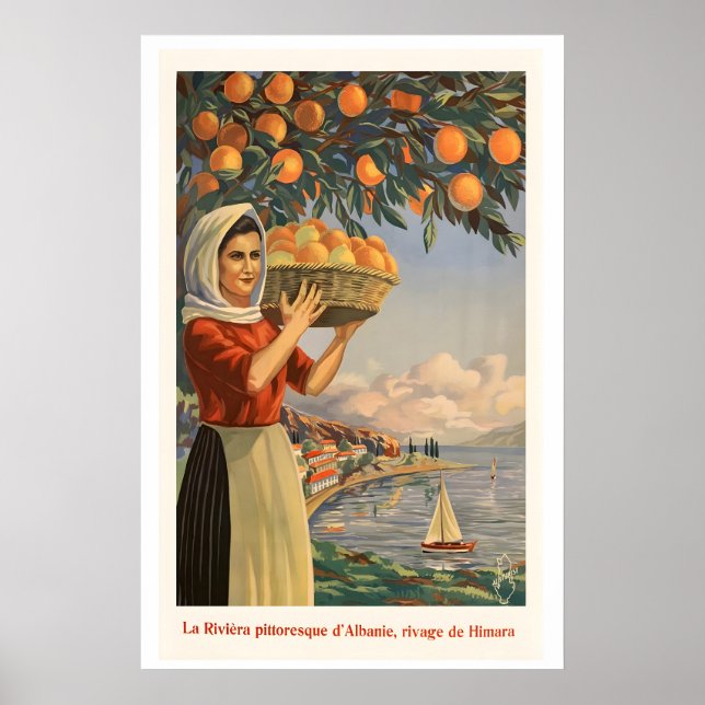 Poster Himara Albânia A Pitoresca Riviera Antigo (Frente)