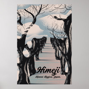 Poster Himeji, região de Kansai, Flores Japoneses.