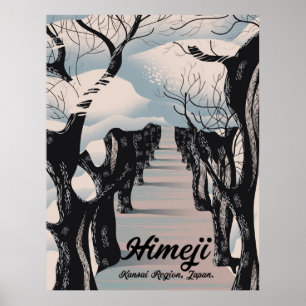 Poster Himeji, região de Kansai. Florestas japonesas.