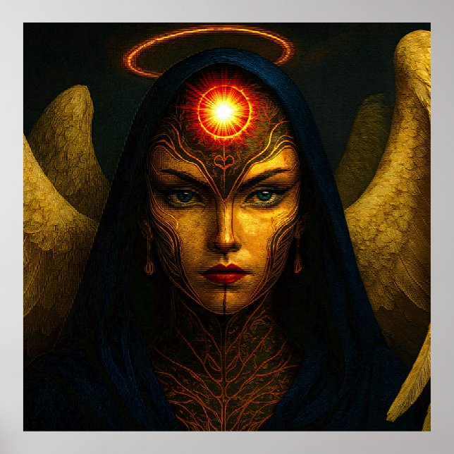 Poster Himmlische Wächter Engel - Glasbaustein Stil (Frente)