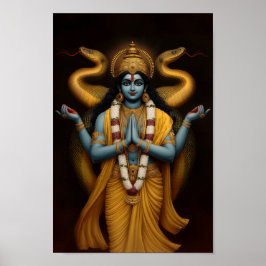 Poster Hindu Deus Vishnu e Naga Shesha Retrait Art