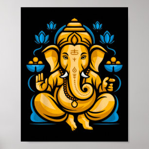 Poster Hindu Ganesha Puja Deus Elefante Índia Meditação Y