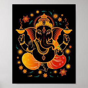 Poster Hindu Ganesha Puja Elefante Deus Índia Meditação Y