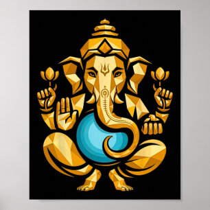 Poster Hindu Ganesha Puja Elefante Deus Índia Meditação Y