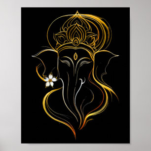 Poster Hindu Ganesha Puja Elefante Deus Índia Meditação Y