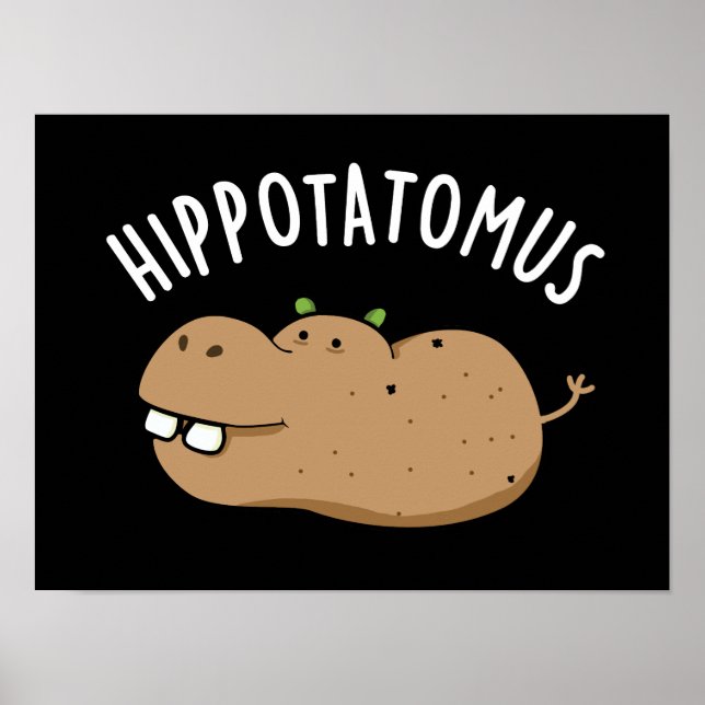 Poster Hip-batateira-mus Funny Hippo Pun Dark BG (Frente)