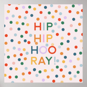 Poster Hip Hip Hooray Festa de aniversário Congrats