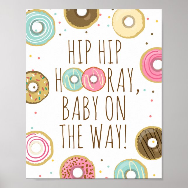 Poster Hip Hooray Baby On Way Rosquinha Chá de fraldas Si (Frente)