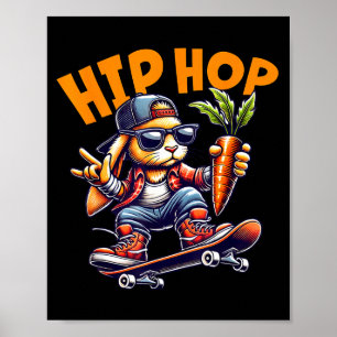 Poster Hip Hop Bunny Skateboard Páscoa Coelho Cenoura Str