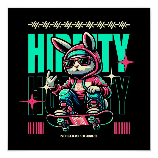 Póster Hip-Hop Hoppity - Skater Bunny Páscoa (Frente)