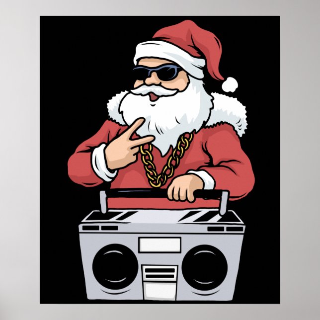 Poster Hip Hop Santa Claus Gift Gangster Ghettoblaster (Frente)