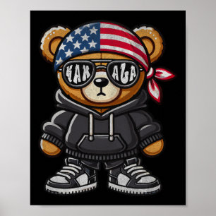 Poster Hip Hop Teddy Bear Kamala Harris Para O Presidente
