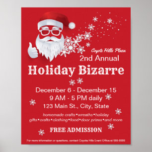 Poster Hip Santa Claus Papercut on Red Christmas Event