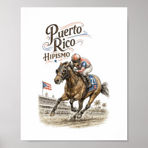 Poster Hipismo Porto Rico Corrida de Cavalos