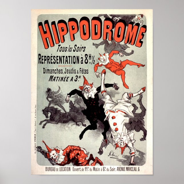 Poster Hipódromo 1885 Circus Diversão Vintage Anúncio Fra (Frente)