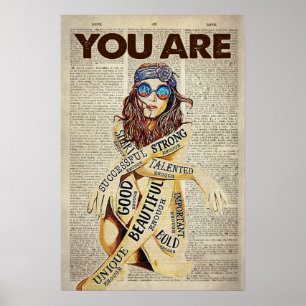 Poster Hippie Girl Você É Bonita Única