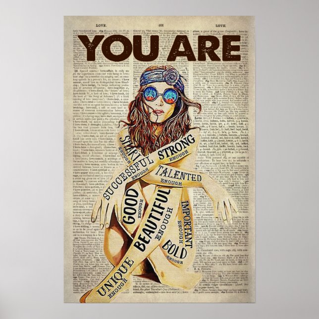 Poster Hippie Girl, Você É Bonita Única (Frente)