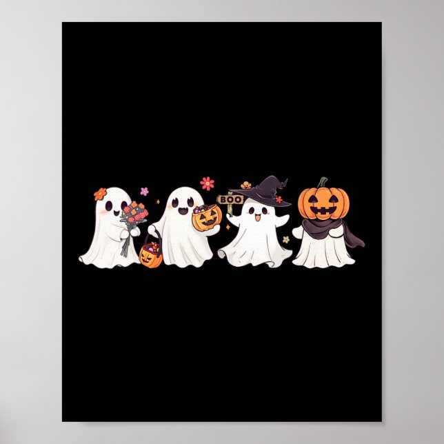 Poster Hippie Halloween Cute Ghost Boo Spooky Season Pump (Frente)