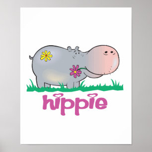 Póster hippie hippo