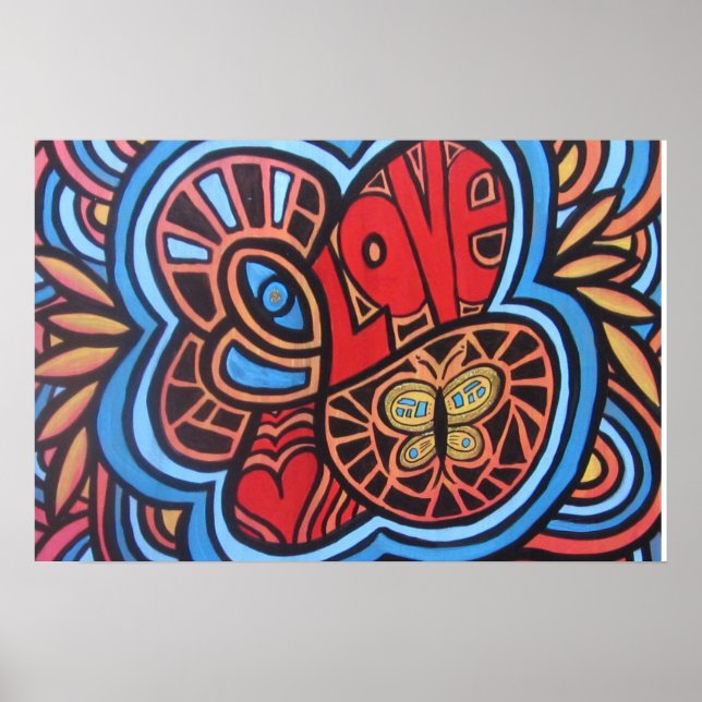 Póster Hippie Love Arte Acrílica (Frente)