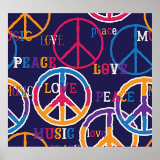 Poster Hippie Peace: Design de símbolos vibrantes.